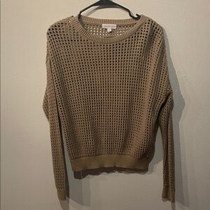 Calvin Klein Tan Open-Knit Crew Neck Sweater
